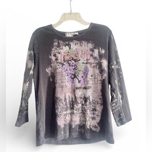 VTG Graphic Shirt 3/4 Sleeve Fitted XL Take Two Merlot Grunge 90s  Whimsigoth